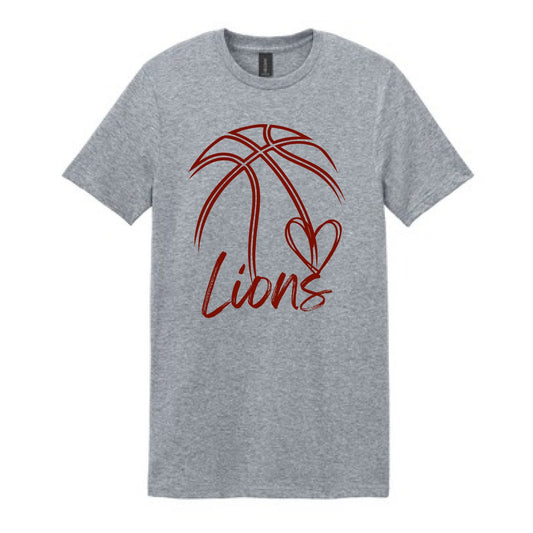 2025 Lions Basketball Distressed - Grey