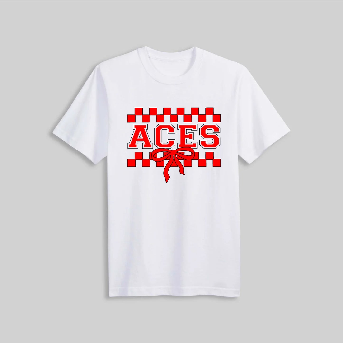 2026 ACES CHECKERED CHEER BOW - WHITE | TEE