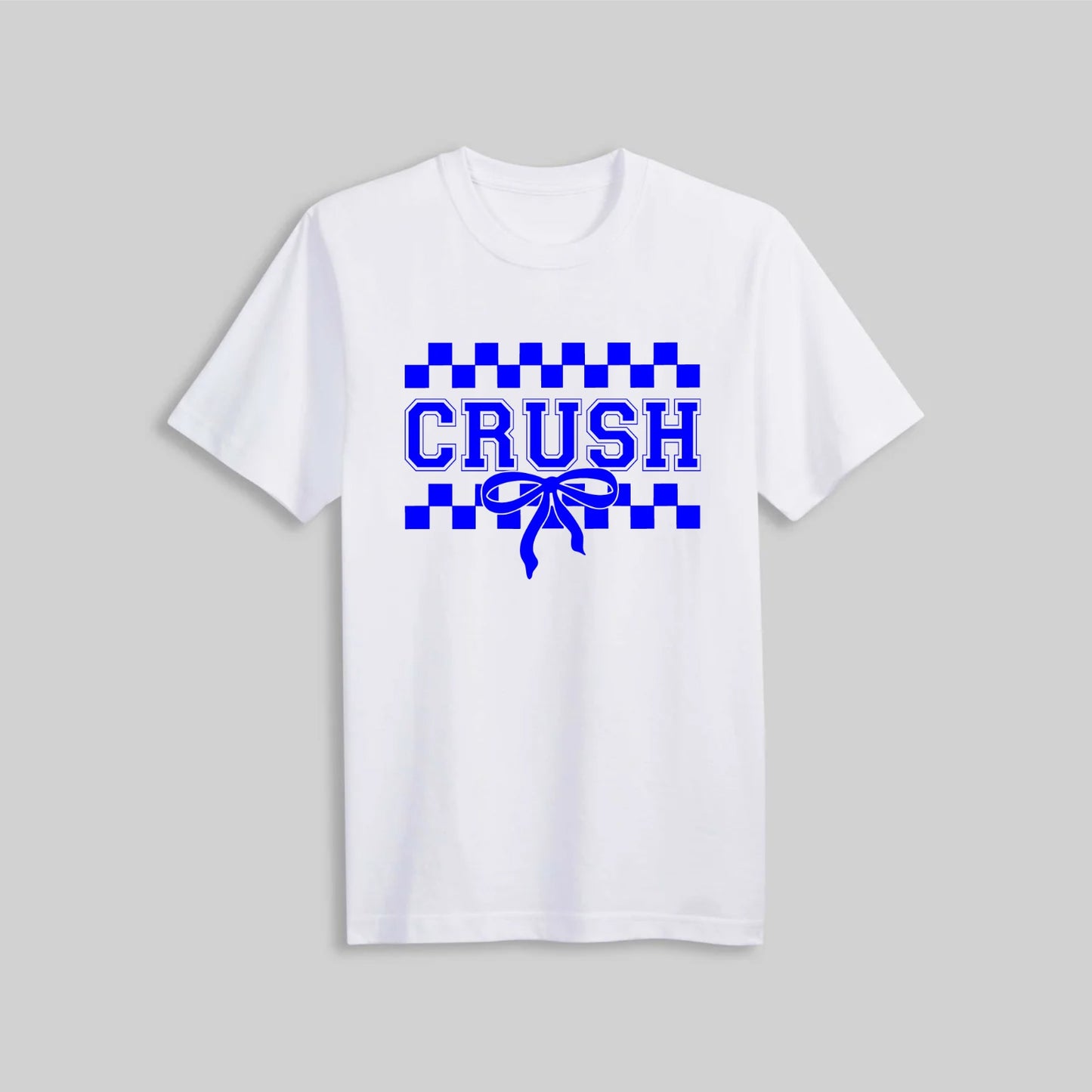 2026 CRUSH CHECKERED CHEER BOW - WHITE | TEE