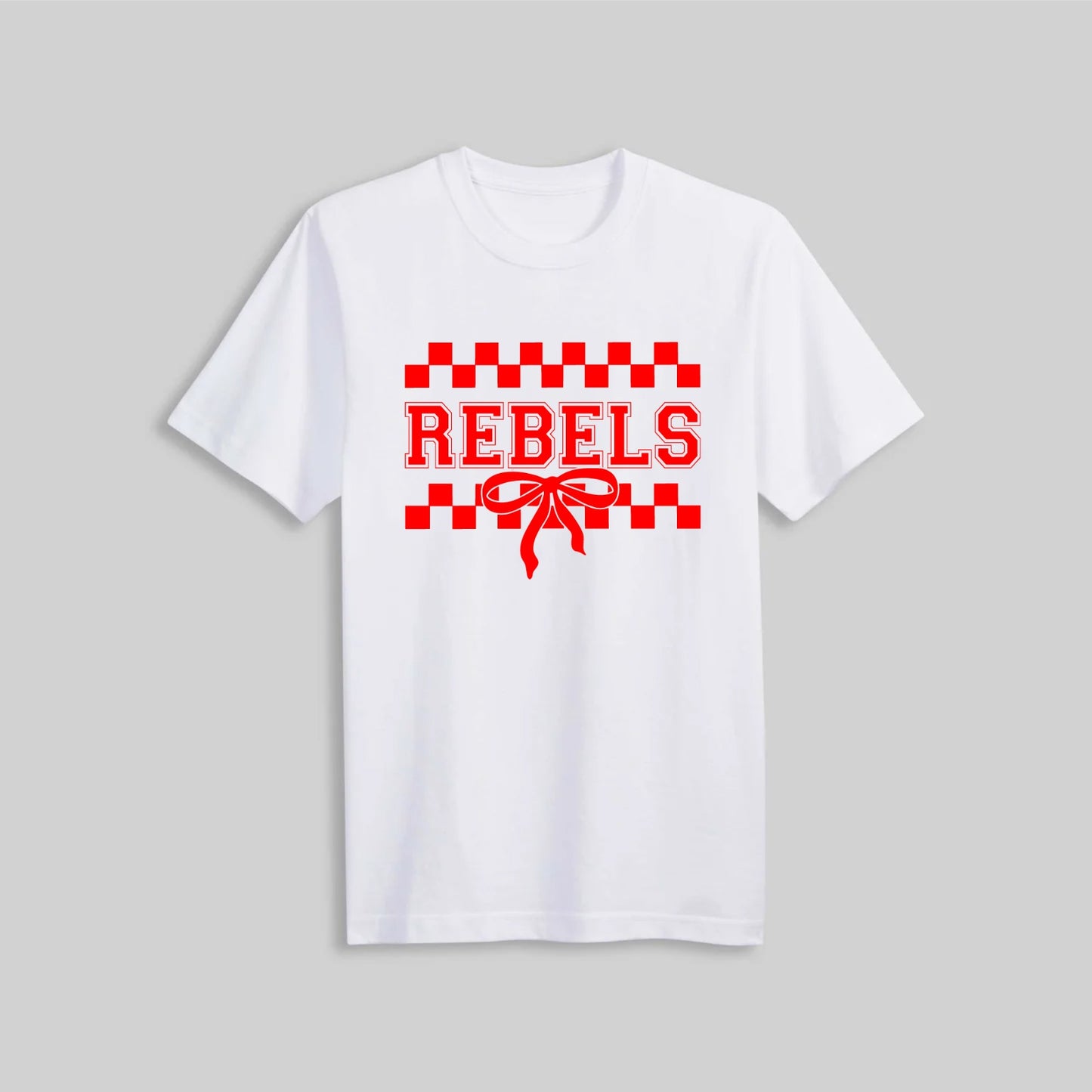 2026 REBELS CHECKERED CHEER BOW - WHITE | TEE