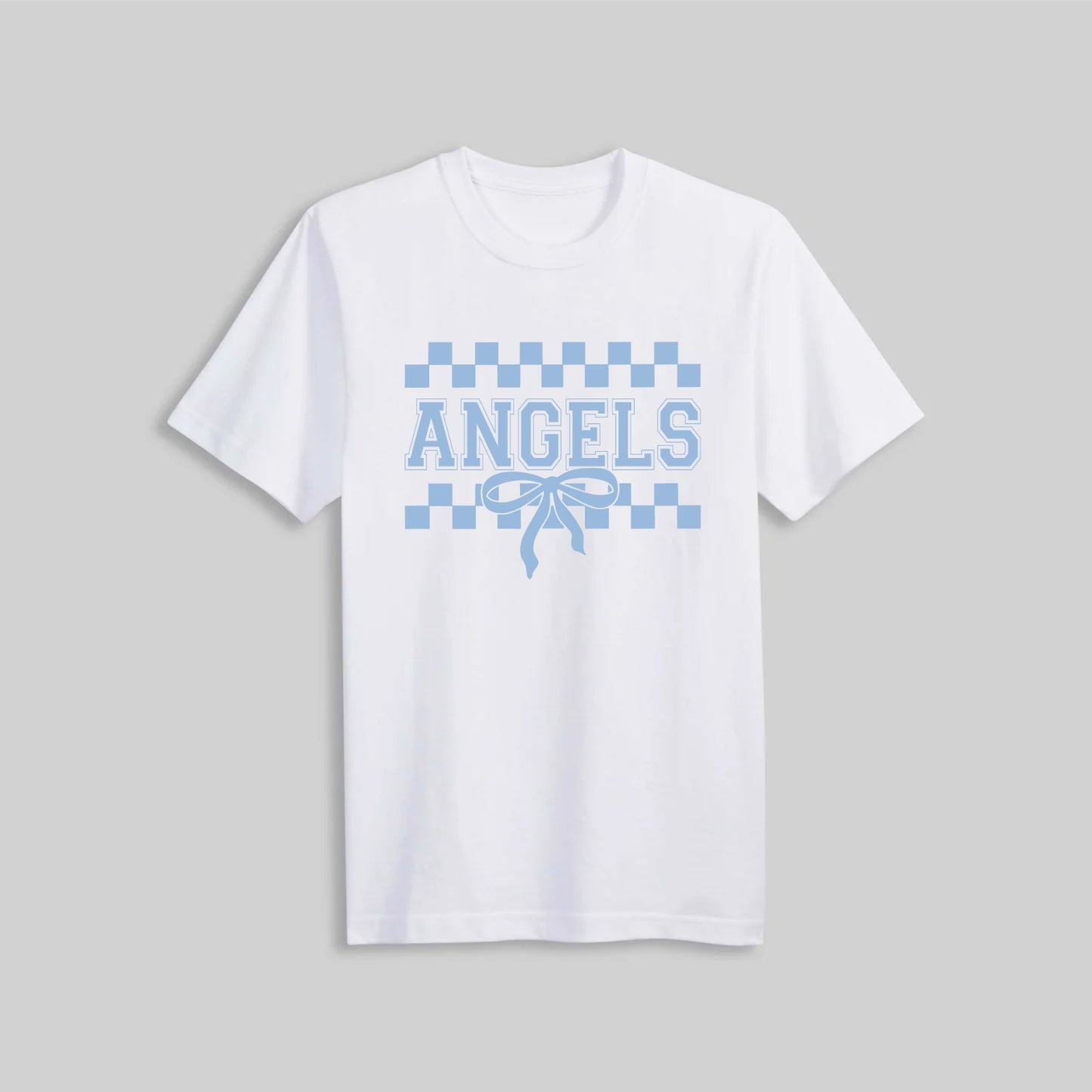 2026 ANGELS CHECKERED CHEER BOW - WHITE