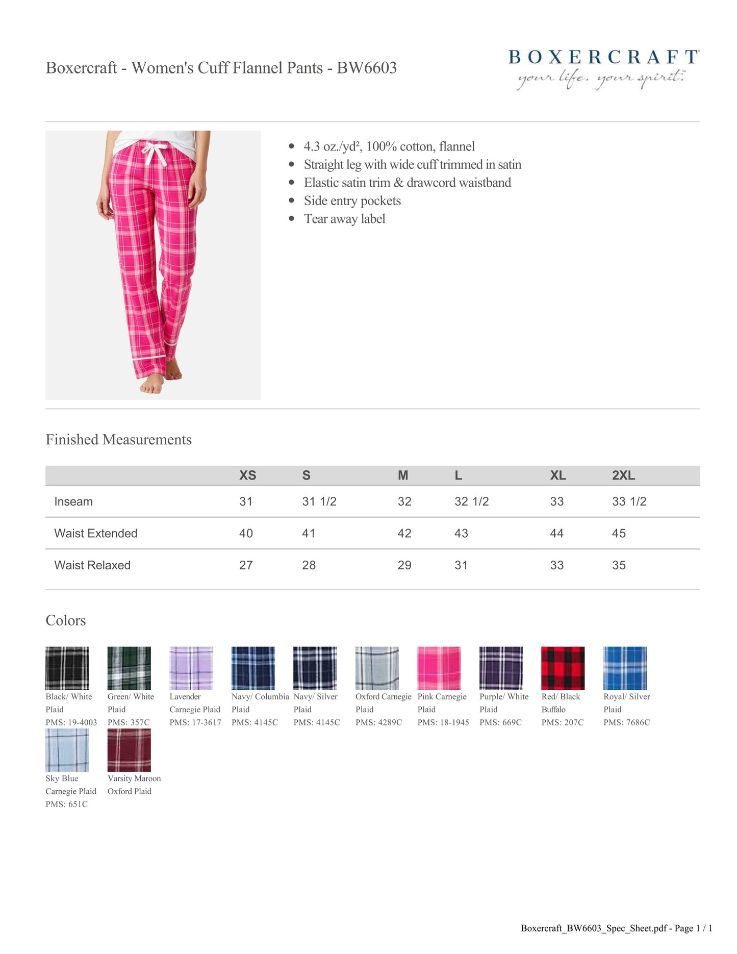 2026 SVE PANTHERS - FLANNEL PANT