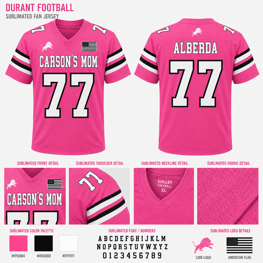 2026 DURANT FOOTBALL REPLICA JERSEY - PINK