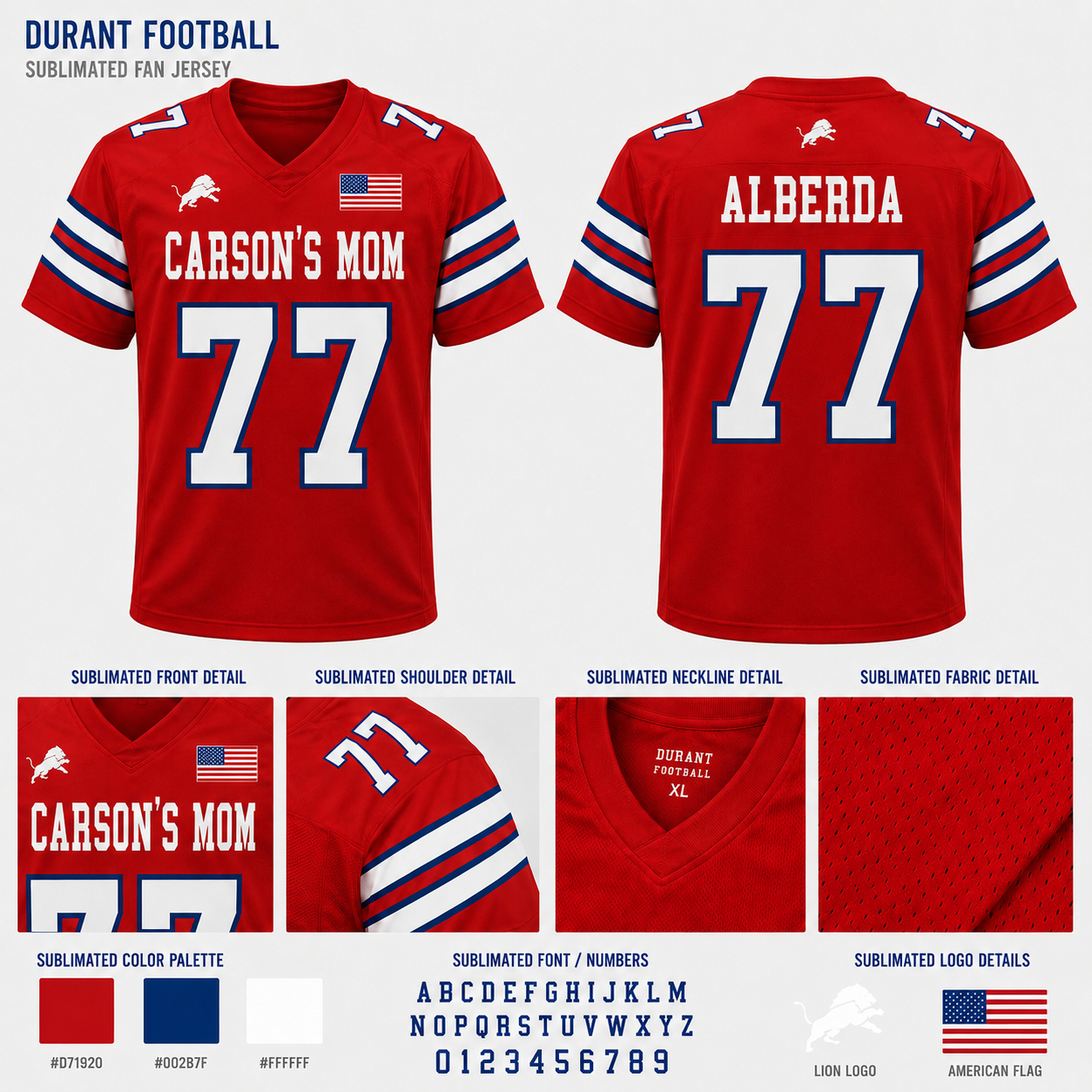 2026 DURANT FOOTBALL REPLICA JERSEY