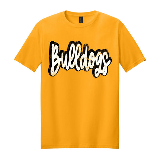 2025 Calera Bulldogs Cursive Distressed - Gold