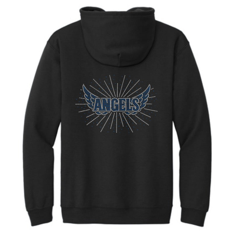 2026 ANGELS RHINESTONE - BLACK | FULL ZIP JACKET