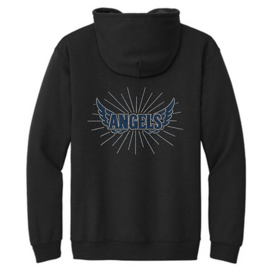 2026 ANGELS RHINESTONE - BLACK | FULL ZIP JACKET