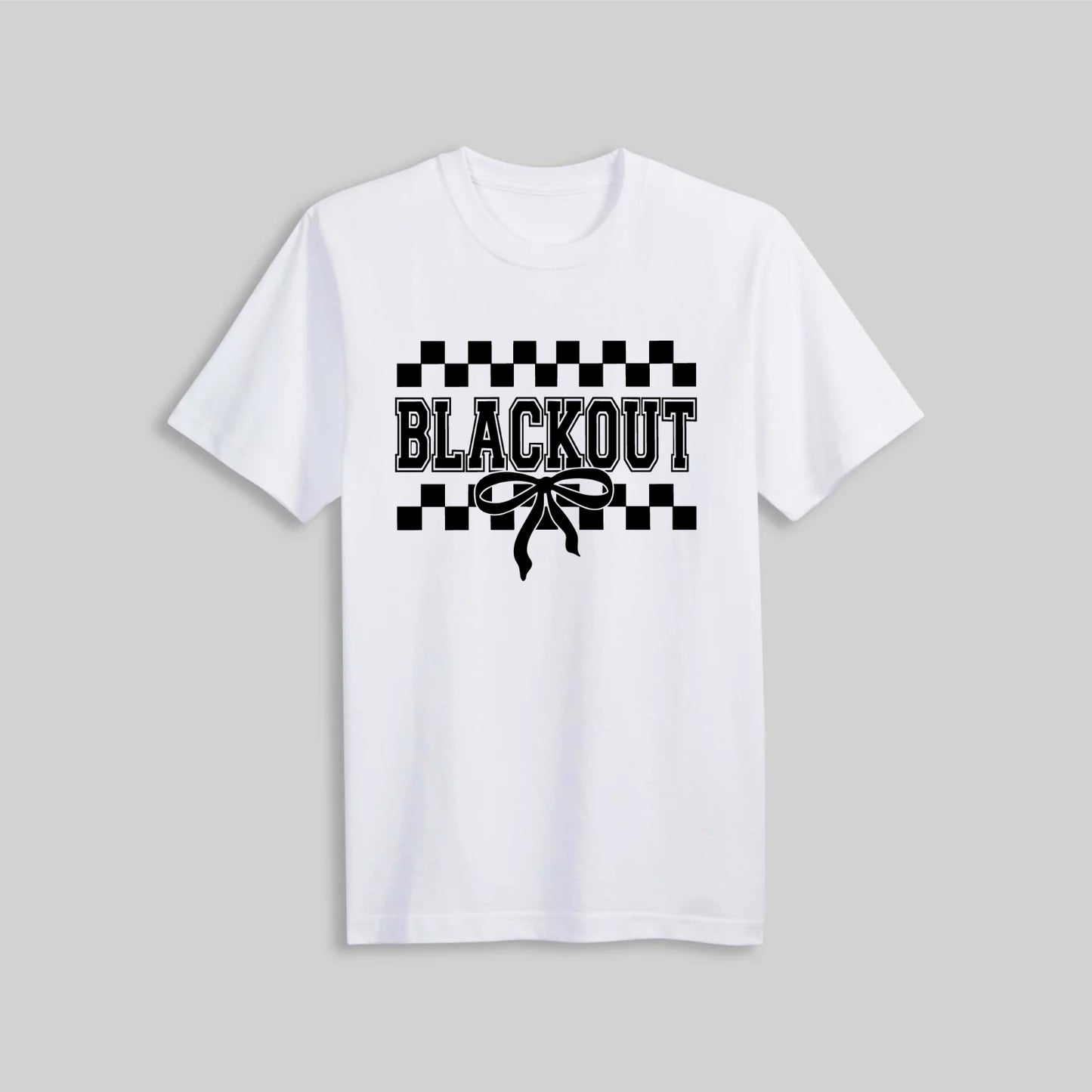 2026 BLACKOUT CHECKERED CHEER BOW - WHITE