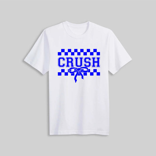 2026 CRUSH CHECKERED CHEER BOW - WHITE | TEE