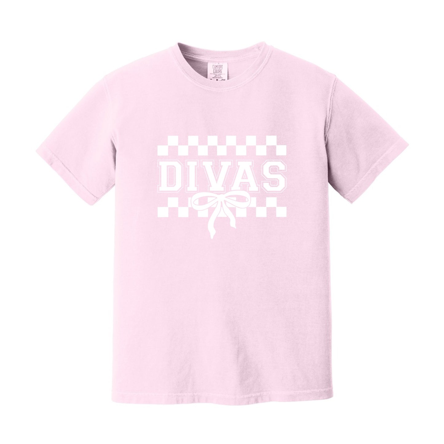 2026 DIVAS CHECKERED CHEER BOW - WHITE | TEE