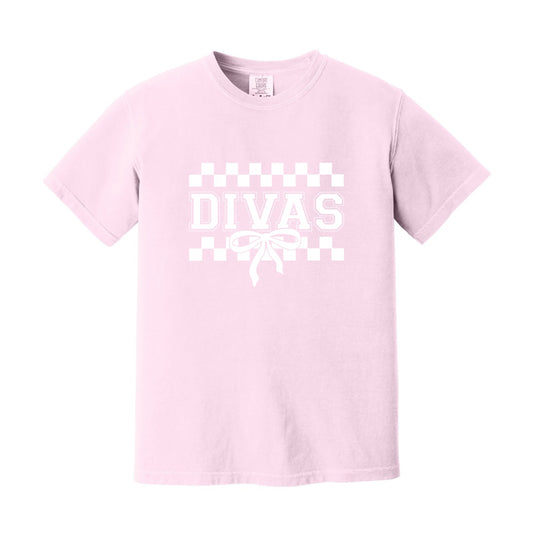 2026 DIVAS CHECKERED CHEER BOW - WHITE | TEE