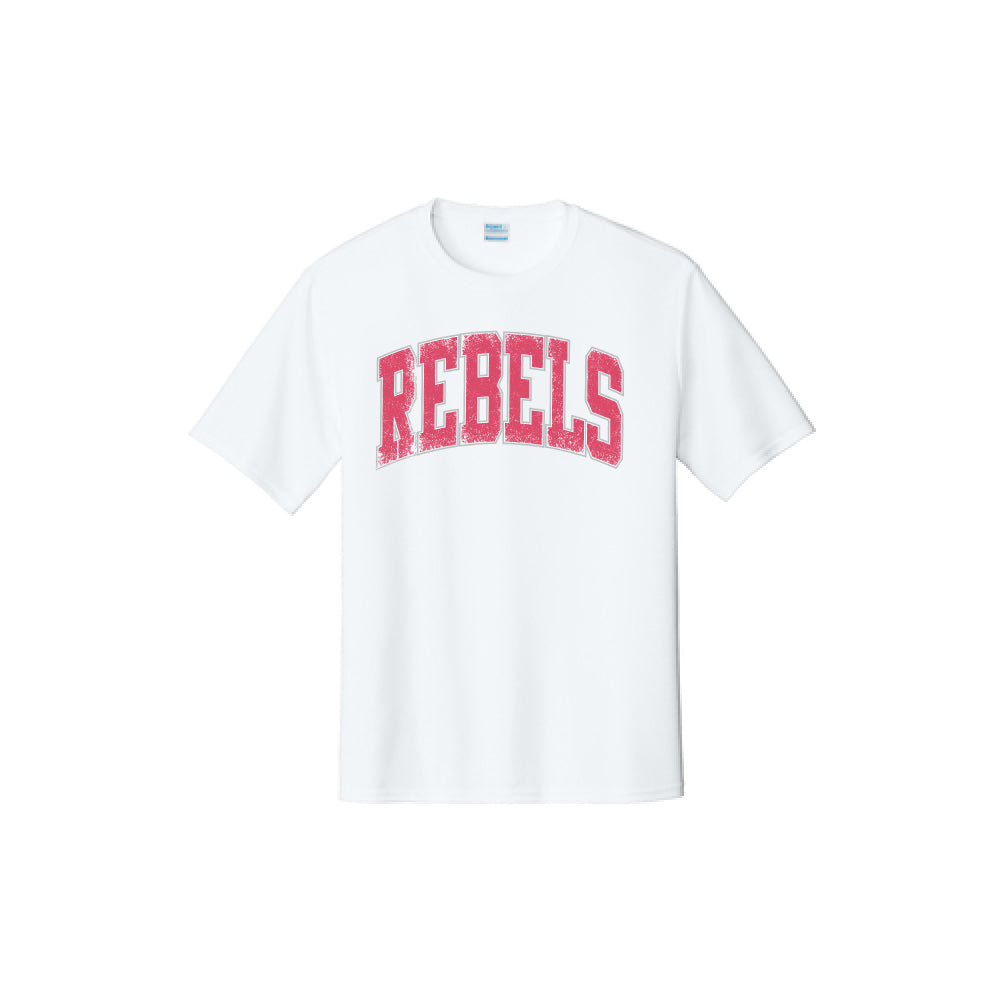 2024 Rebels Curved Distressed Design - White