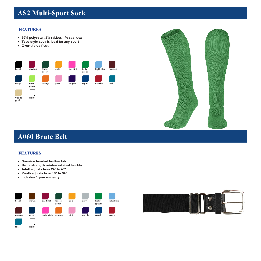 2025 Baseball Sock/Belt Package